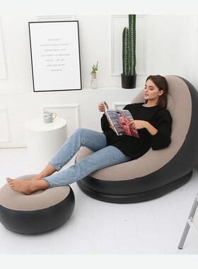 充气懒人沙发可折叠沙发躺椅户外沙发床带脚蹬舒适组合植绒沙发椅