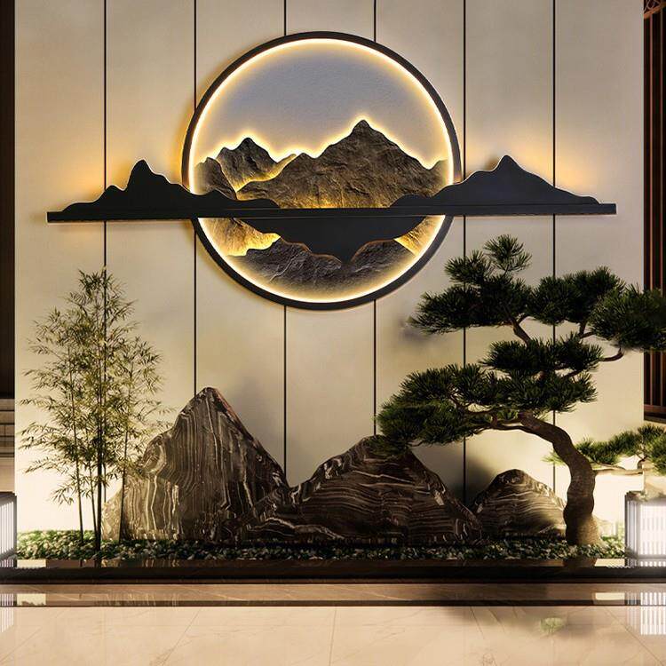 庭院壁灯太阳能户外灯新中式别墅围墙灯防水影壁墙造景装饰景观灯