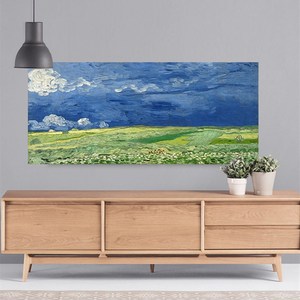 雷云下的麦田 梵高欧式风景电箱挂画油画客厅卧室 餐厅背景遮挡画