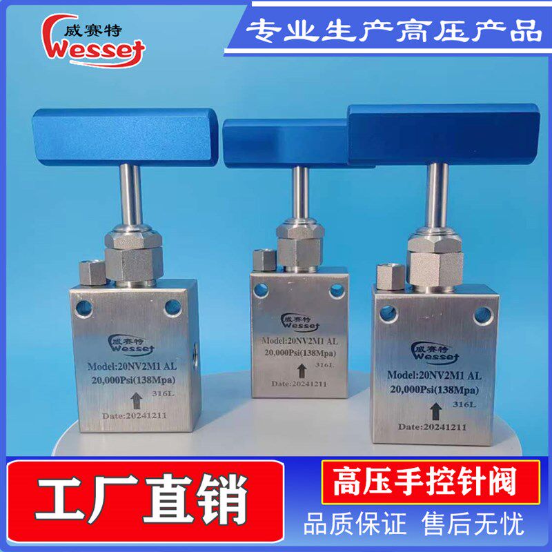 超高压不锈钢138Mpa手控针式直角式1/4内螺纹3/8双向泄压截止阀
