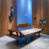 现代新中式 实木黑胡桃白蜡木沙发禅意家用直排酒店民宿办公室家具