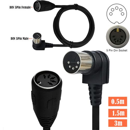90度弯MIDI Din延长线MIDI 5P DIN公对母线键盘合成器风琴电子琴