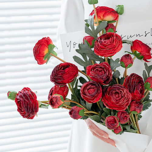 烤边牡丹露莲干燥花花束假花仿真花摆设装饰花摆件客厅花艺餐桌花