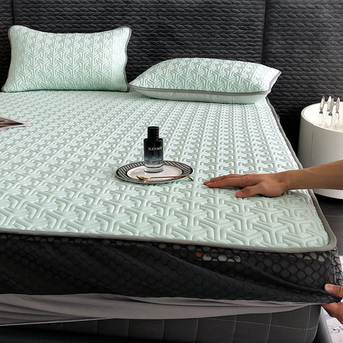 夏季A类冰丝加厚乳胶凉席三件套床笠款可折叠可水洗机洗空调软席