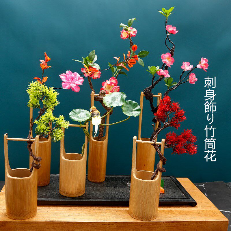 酒店摆盘装饰花菜品冷菜花草点缀盘饰干冰竹筒海鲜姿造摆件盘花