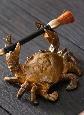 创意潮玩变色螃蟹招财茶宠茶玩笔托摆件个性萌宠客厅茶台桌面装饰