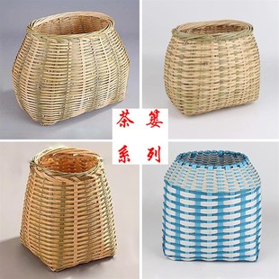 纯手工茶篓 背篓 采茶篓 竹篓茶竹箩篓竹筐 竹编茶叶篓 舞台道具