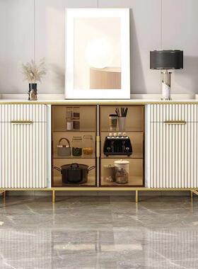 Tal意式轻奢岩板简约奶油风餐边柜一体靠墙多功能客厅柜高档厨房