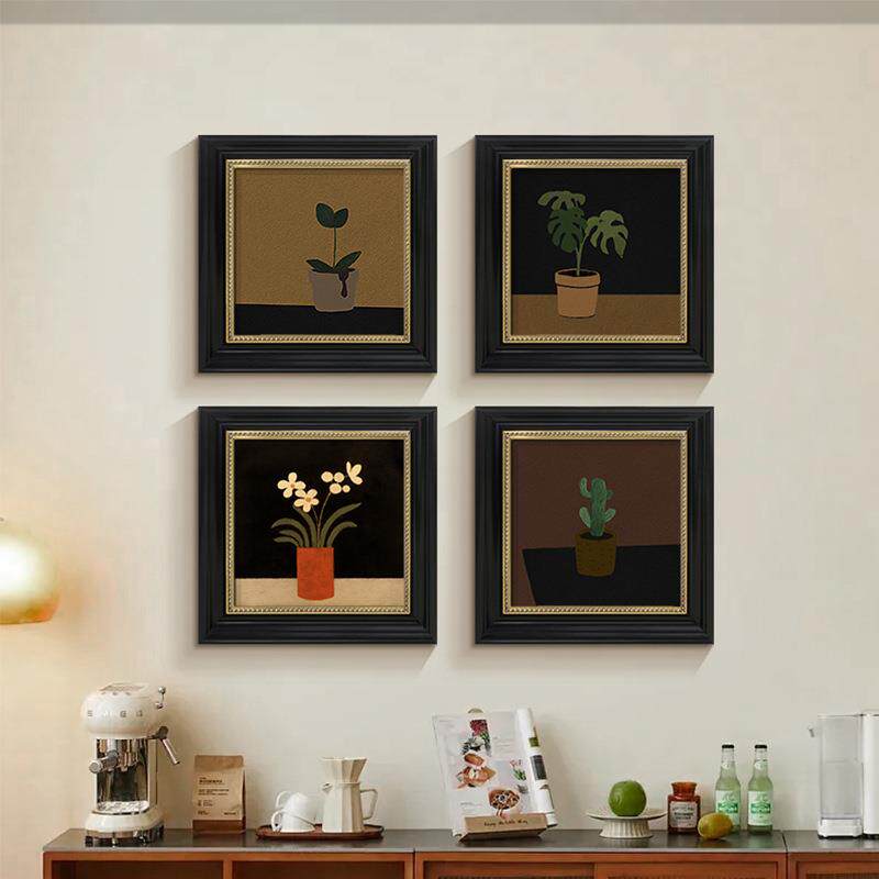 绿趣古韵 中古风客厅装饰画美拉德复古小众植物挂画餐厅组合画