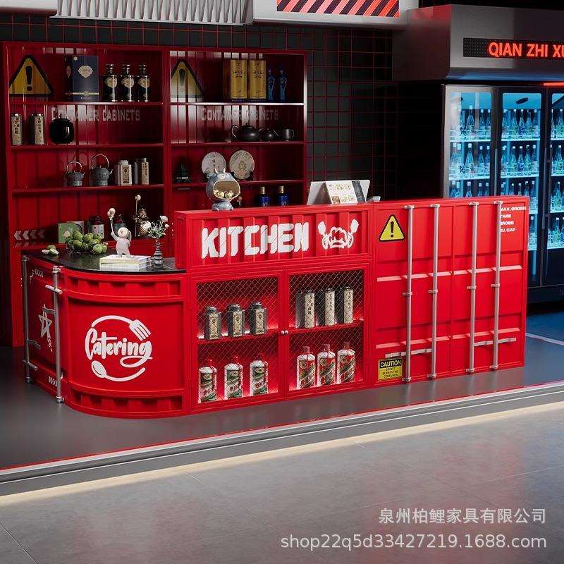 吧台收银台咖啡厅奶茶店前台接待台酒吧清吧饭店餐厅商用转角柜台