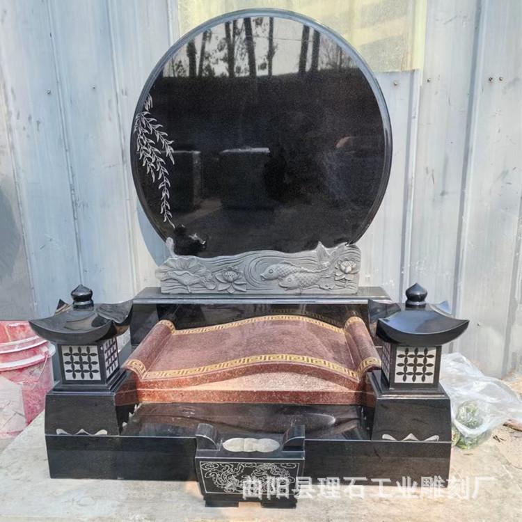 大理石墓碑陵园花岗岩石雕墓碑墓地中国黑多种款式厂家供应