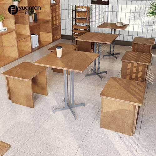 网红咖啡厅卡座沙发海洋板休闲椅料理店轻食简餐甜品店桌椅组合