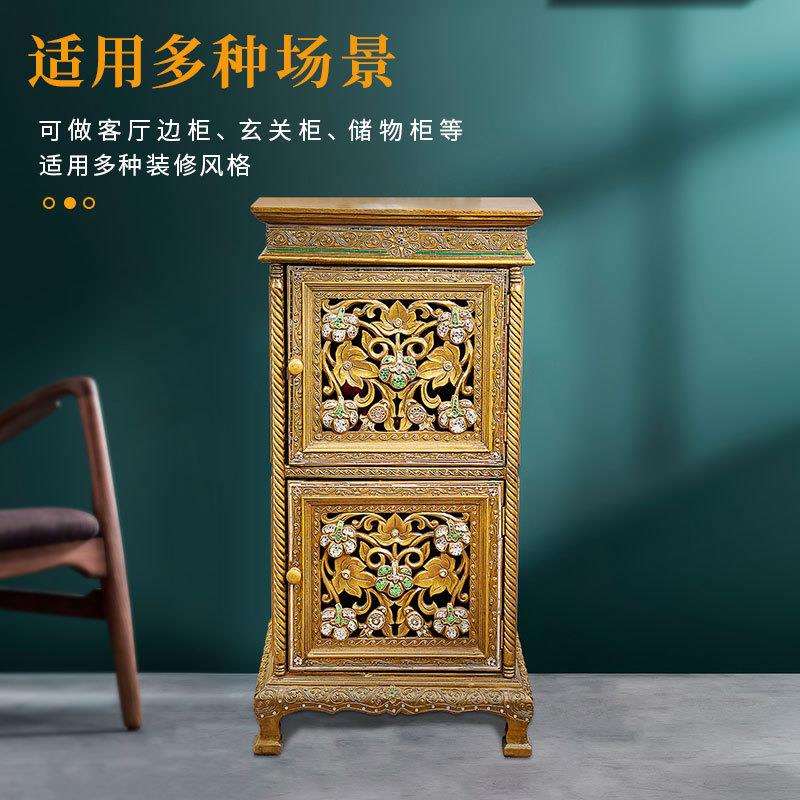 东南亚风格玄关柜斗柜墙角酒柜斗柜客厅中式边角柜子家具手工实木