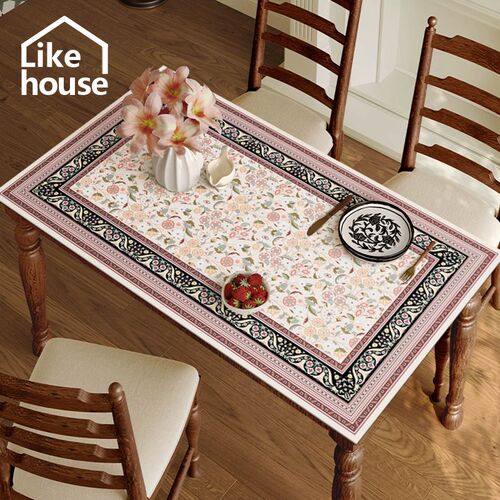 法式复古阿娜伊斯皮革餐桌垫高级感桌面保护垫防水防油免洗桌台布