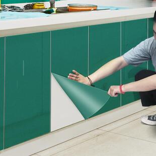 厨房橱柜翻新改色贴纸防油烤漆自粘加厚台面柜子柜门改造