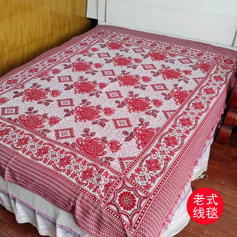 加厚绵线老式床单农村炕床单针织防滑沙发巾老粗布通用盖毯空调毯