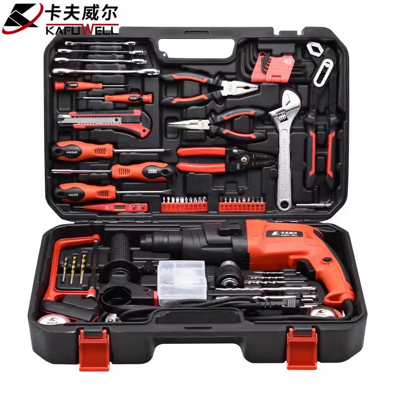 卡夫威尔120件套轻型电锤套装电动冲击手电钻家用工具套装H3709A