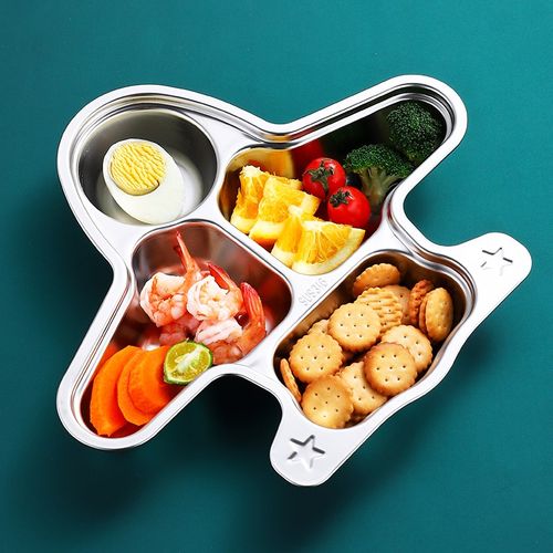 304不锈钢儿童飞机餐盘幼儿园宝宝分格饭盘套餐防摔幼儿辅食盘子