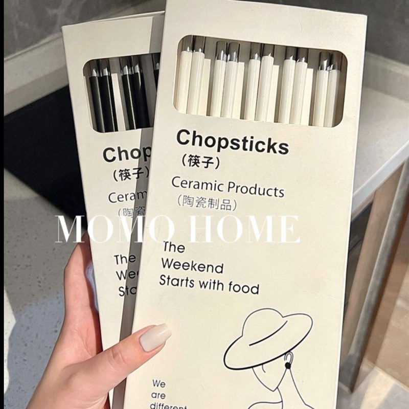 新款食品级陶瓷筷子家用高档抗菌防霉防潮防滑防菌耐高温一人一筷