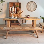 侘寂风复古实木餐桌长方形大板长桌小户型休闲茶桌多功能桌椅组合