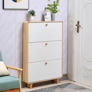 实木超薄鞋柜15cm家用门口小户型阳台鞋架翻斗玄关柜全实木窄鞋柜