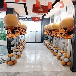 开业气氛地飘加高立柱蓝色乳胶气球装饰支架通道路引商场活动布置