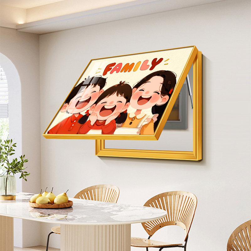 电闸箱装饰遮挡奶油风一家人装饰画卡通一家三口多媒体网线盒挂画,家居饰品,现代装饰画,淘宝优惠券,粉丝福利购,淘宝优惠卷