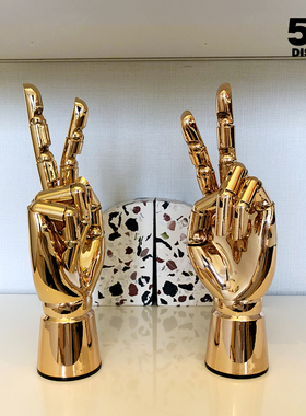 家居软装样板房装饰金色银色手模道具办公室桌面时尚摆件素描假手