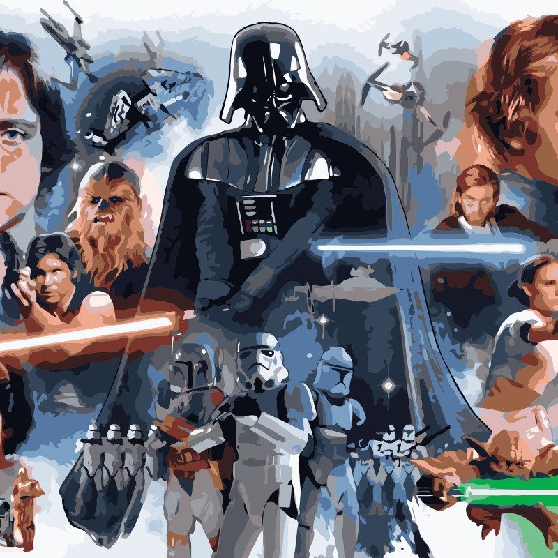 diy数字油画定制客厅风景电影人物填色手工绘油彩装饰画星球大战