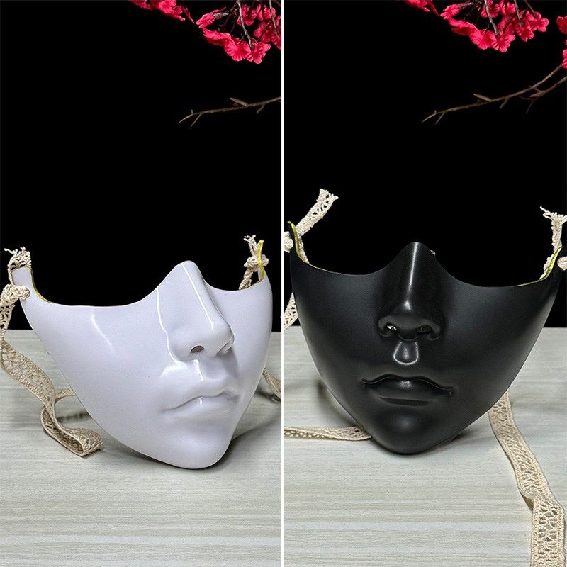 cos半脸白色面具汉服京剧塑料美女diy古风手绘古风面罩黑装扮道具,节庆用品/礼品,面具,淘宝优惠券,粉丝福利购,淘宝优惠卷