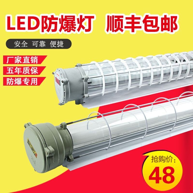 LED防爆灯荧光灯隔爆型单管双管车间厂房仓库灯罩灯管1x40w 2x40w