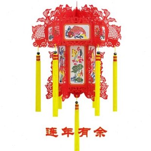 纸雕彩灯藁城宫灯之连年有余中号(40cm)外事商务礼品灯笼