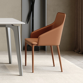 意式 简奢高端马鞍皮餐椅现代极简靠背椅家用餐厅座椅