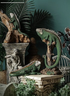 仿真动物蜥蜴摆件工艺品书房客厅变色龙装饰品摆设玄关摆件工艺品