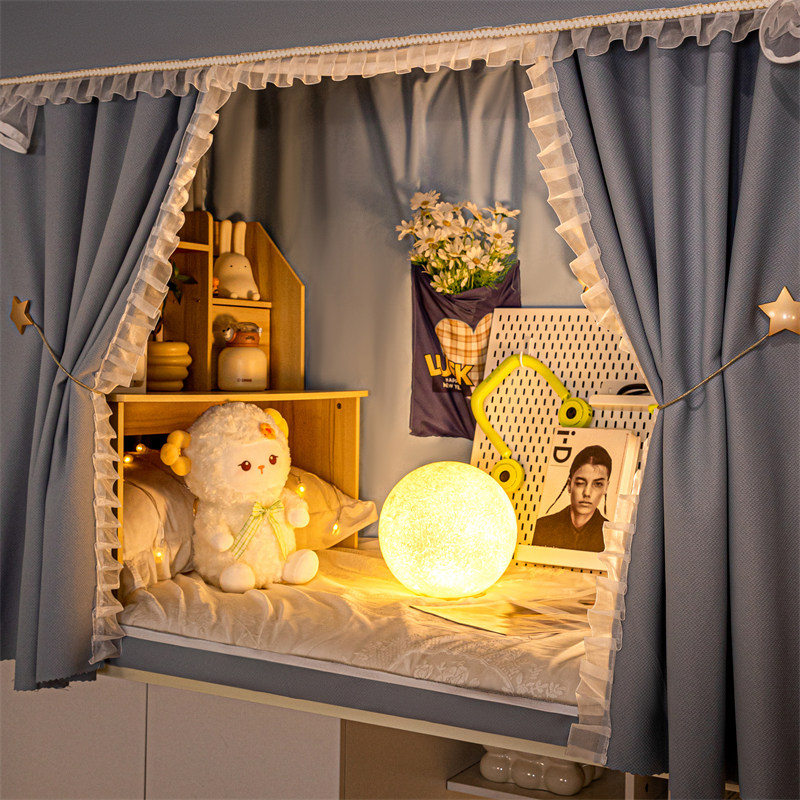 A类强遮光床帘蚊帐一体式上下铺全包封闭女大学生宿舍雪尼尔窗帘