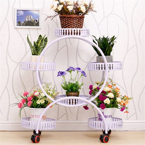 简约铁艺金属花架子移动落地式花盆架客厅阳台多层室内省空间花架