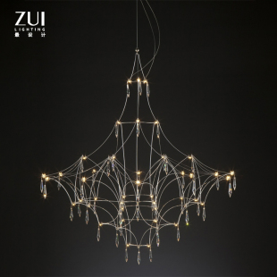 光立方满天星进口水晶吊灯别墅复式楼梯挑空客厅设计师极简现代灯