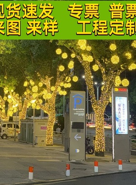 Led彩灯闪烁串灯充满星星户外景观挂树球形灯Sepak Takraw球灯照