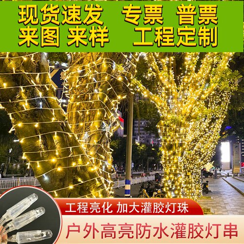 户外防水超亮加粗灌胶灯串闪灯串灯街道绕树亮化彩灯串led装饰灯