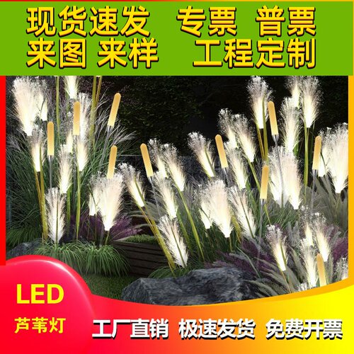led光纤芦苇草坪灯七彩简约太阳能庭院灯户外防水景观亮化装饰灯