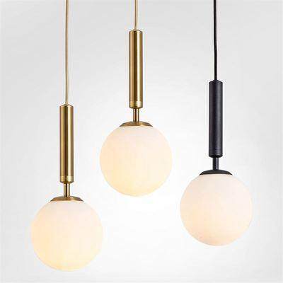 北欧风格灯吊灯单头餐厅卧室玻璃圆球创意ins风现代简约LED床头,家装灯饰光源,智能吊灯,淘宝优惠券,粉丝福利购,淘宝优惠卷