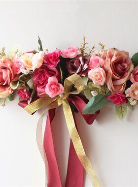 仿真花环客厅新婚房装饰卧室房门楣花镜前花婚礼婚庆装饰花藤蔓