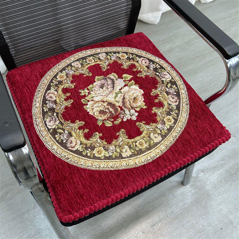 家用雪尼尔椅垫加厚单人座冬季防滑可拆洗办公垫古典红木沙发坐垫