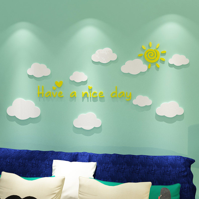 儿童房墙纸3d立体墙贴画自粘卡通可爱卧室背景墙装饰幼儿园防水贴