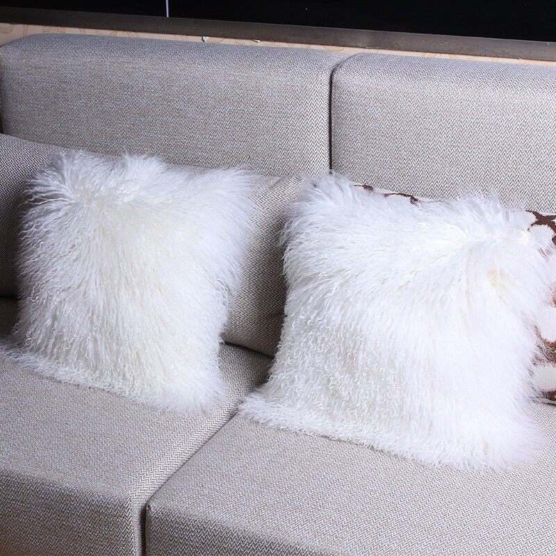 长羊毛抱枕靠垫欧式沙发靠枕床头靠背腰靠滩羊毛抱枕家用沙发装饰