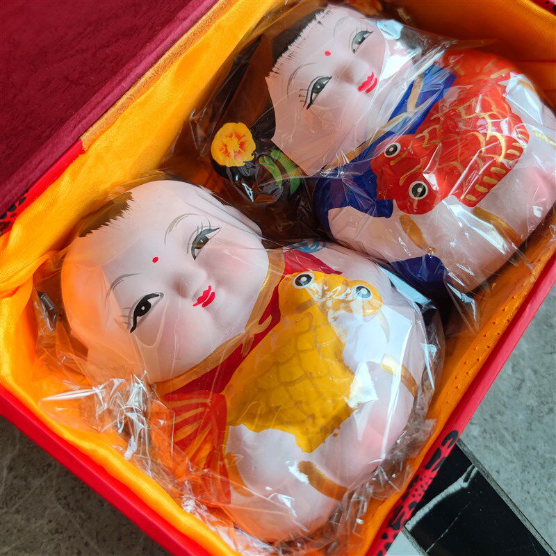 无锡惠山泥人礼品 特产 民间工艺品 大吉祥如意 年年有鱼 送礼盒