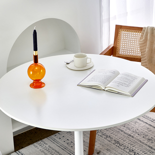 霍客森简约圆桌客厅郁金香桌子餐桌家用小户型接待洽谈桌北欧