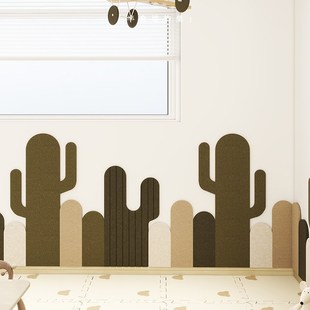 儿童房间布置墙面装 墙贴免打孔自粘毛毡板墙围 饰3d立体仙人掌软装