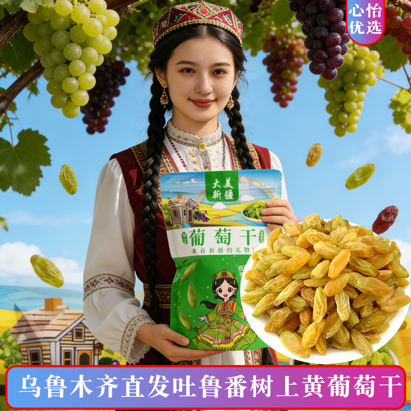 树上黄葡萄干新疆吐鲁番特产无核白葡萄干金皇后零食提子干包邮