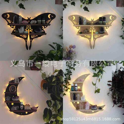 蝴蝶水晶置物架月神蛾灯水晶架 Luna Moth Lamp Crystal Shelf